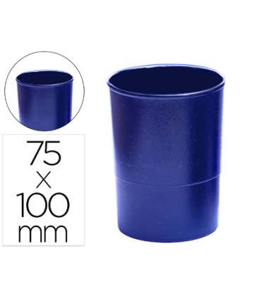 Cubilete portalapices q connect azul opaco plastico redondo diametro 75 mm alto 100 mm