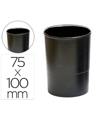 Cubilete portalapices q connect negro opaco plastico redondo diametro 75 mm alto 100 mm