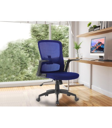 Silla giratoria q connect base metal regulable en altura 91075mm alto 610mm ancho 550mm profundidad azul