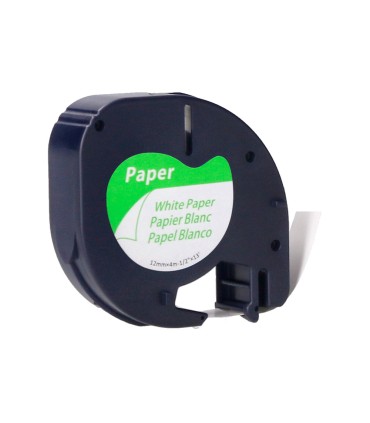 Cinta q connect papel 12mm x 4mt negro blanco para letratag