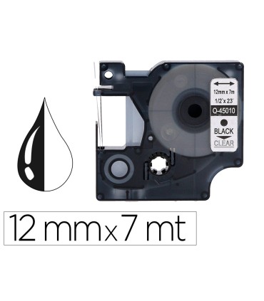 Cinta q connect negro transparente 12mm x 7mt dymo