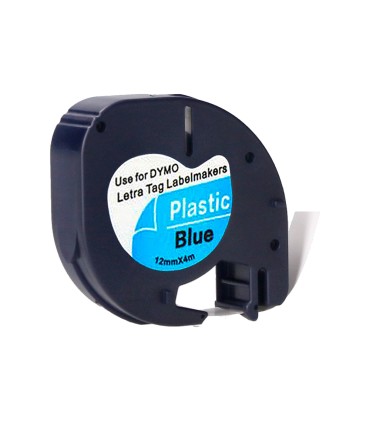 Cinta q connect 12mm x 4mt negro ultra azul para maquina letratag