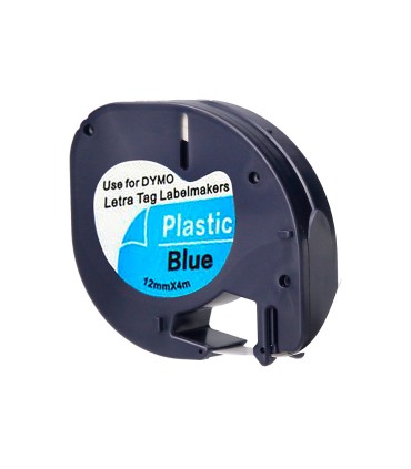 Cinta q connect 12mm x 4mt negro ultra azul para maquina letratag