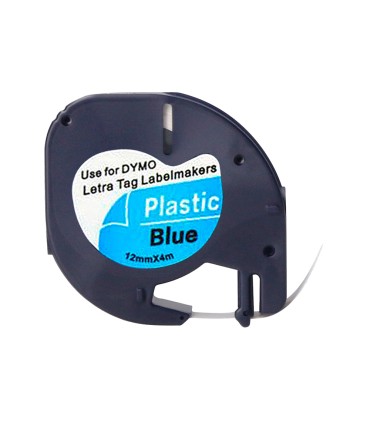 Cinta q connect 12mm x 4mt negro ultra azul para maquina letratag
