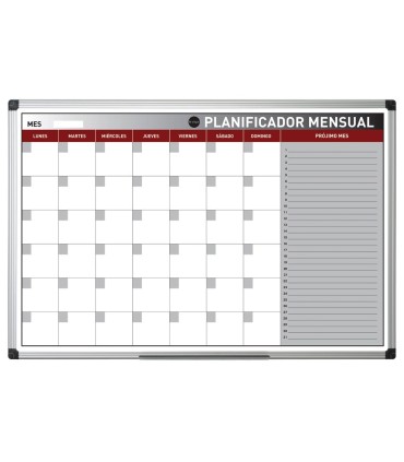 Planning magnetico bi office mensual lacado marco aluminio rotulable 90x60 cm