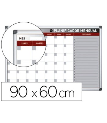 Planning magnetico bi office mensual lacado marco aluminio rotulable 90x60 cm