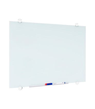 Pizarra blanca q connect cristal magnetica marco aluminio 90x60 cm