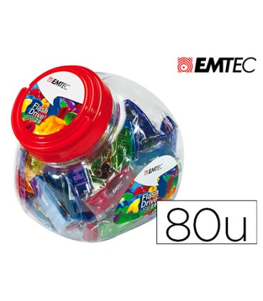 Memoria usb emtec flash 32gb 20 bombonera 80 unidades colores surtidos