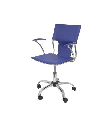 Silla giratoria pyc respaldo medio regulable en altura similpiel azul 86090x480x440 mm