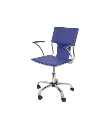 Silla giratoria pyc respaldo medio regulable en altura similpiel azul 86090x480x440 mm