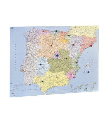 Mapa mural faibo espana y portugal autonomico plastificado enrollado 98x134 cm