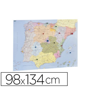 Mapa mural faibo espana y portugal autonomico plastificado enrollado 98x134 cm