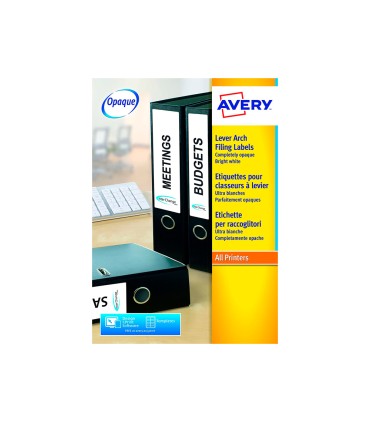 Etiqueta adhesiva avery permanente blanca 38x192 mm para lomo archivador laser caja de 175 unidades