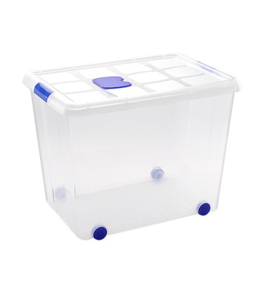 Contenedor plastico plasticforte 86 litros n 8 transparente con tapa 470x620x450 mm