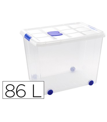 Contenedor plastico plasticforte 86 litros n 8 transparente con tapa 470x620x450 mm