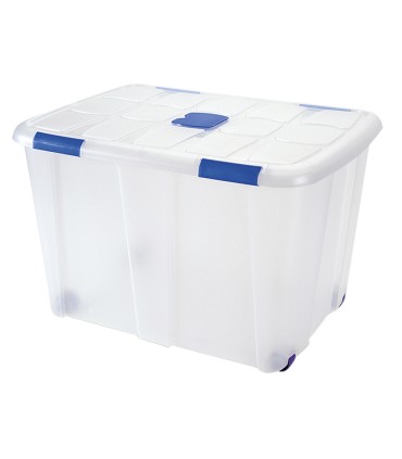 Contenedor plastico plasticforte 130 litros n 16 transparente con tapa 480x740x540 mm