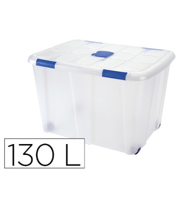 Contenedor plastico plasticforte 130 litros n 16 transparente con tapa 480x740x540 mm