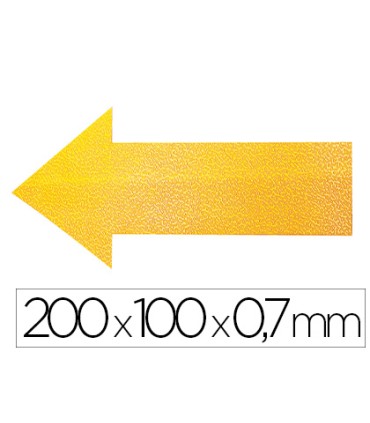 Simbolo adhesivo durable pvc forma de flecha para delimitacion suelo amarillo 200x100x07 mm pack de 10