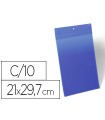 Funda durable magnetica 210x297 mm plastico azul ventana transparente pack de 10 unidades