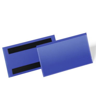 Funda durable magnetica 150x67 mm plastico azul ventana transparente pack de 50 unidades