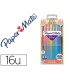 Rotulador paper mate flair original punta fibra tropical estuche rigido de 16 unidades colores surtidos