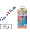 Rotulador paper mate flair original punta fibra tropical estuche rigido de 16 unidades colores surtidos