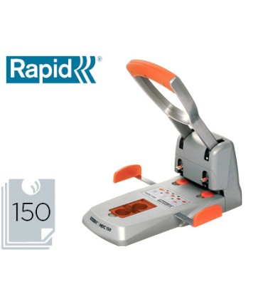 Taladrador rapid hdc150 supreme metalico abs plata naranja capacidad 150 hojas