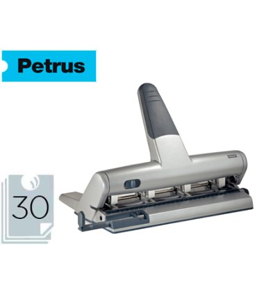 Taladrador petrus 514 metalico color plata 4 punzones moviles capacidad 30 hojas