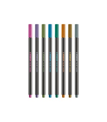 Rotulador stabilo punta de fibra pen 68 metallic estuche plastico de 8 unidades colores surtidos