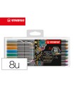 Rotulador stabilo punta de fibra pen 68 metallic estuche plastico de 8 unidades colores surtidos