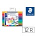 Rotulador staedtler 3004 doble punta para lettering estuche de 12 unidades colores surtidos