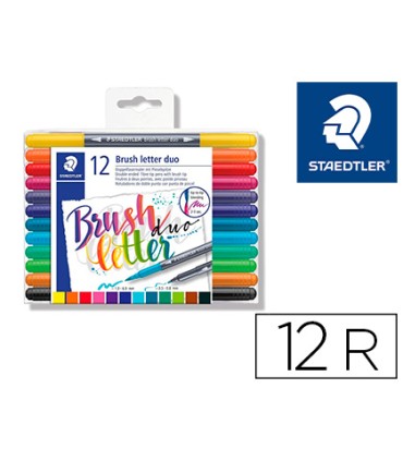 Rotulador staedtler 3004 doble punta para lettering estuche de 12 unidades colores surtidos