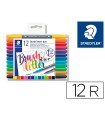 Rotulador staedtler 3004 doble punta para lettering estuche de 12 unidades colores surtidos