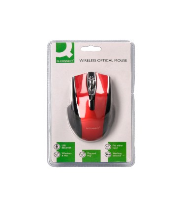 Raton q connect optico inalambrico 1000 dpi receptor usb 24 ghz rojo