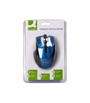 Raton q connect optico inalambrico 1000 dpi receptor usb 24 ghz azul