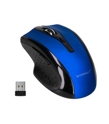 Raton q connect optico inalambrico 1000 dpi receptor usb 24 ghz azul