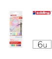 Rotulador edding punta fibra 1200 pastel punta redonda 1 mm estuche de 6 unidades colores surtidos