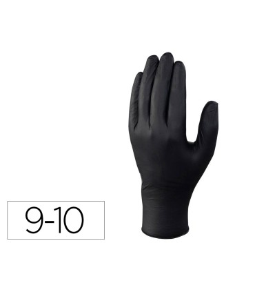 Guantes deltaplus de nitrilo desechable negro caja de 100 unidades talla 9 10