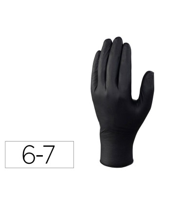 Guantes deltaplus de nitrilo desechable negro caja de 100 unidades talla 6 7