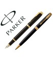 Juego parker duo sonnet laca negra gt boligrafo + pluma con plumin acero inoxidable