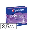 Dvd+r verbatim doble capa capacidad 8.5gb velocidad 8x 240 min pack de 5 unidades