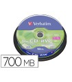 Cd-rw verbatim serl capacidad 700mb velocidad 12x 80 min tarrina de 10 unidades