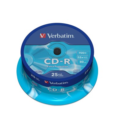 Cd r verbatim capacidad 700mb velocidad 52x 80 min tarrina de 25 unidades