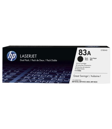 Toner hp laserjet pro 83a mfp m125 m127 m201 m225 negro pack de 2 unidades 1500 paginas