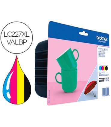 Ink jet brother lc 227xlvalbp dcp j4120dw mfc j4420dw j4620dw j4625dw pack 4 colores negro amarillo cian