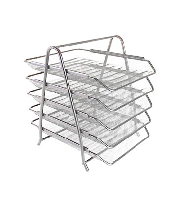 Bandeja sobremesa metalica q connect kf18476 rejilla plata 5 bandejas movibles 350x275x375 mm