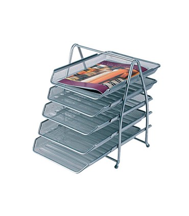 Bandeja sobremesa metalica q connect kf18476 rejilla plata 5 bandejas movibles 350x275x375 mm