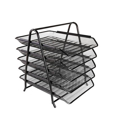 Bandeja sobremesa metalica q connect kf18474 rejilla negro 5 bandejas movibles 350x275x375 mm