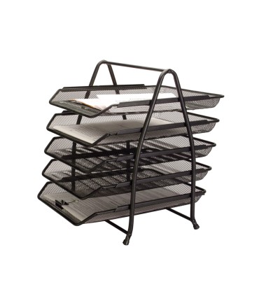 Bandeja sobremesa metalica q connect kf18474 rejilla negro 5 bandejas movibles 350x275x375 mm