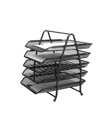 Bandeja sobremesa metalica q connect kf18474 rejilla negro 5 bandejas movibles 350x275x375 mm